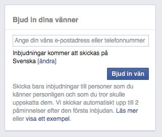 Institutionen för tillämpad fysik och elektronik Figur 8. Visar hur Facebook erbjuder sina användare att bjuda in nya medlemmar till dess tjänst.