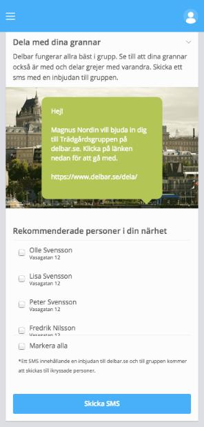 Visar den responsiva vyn där