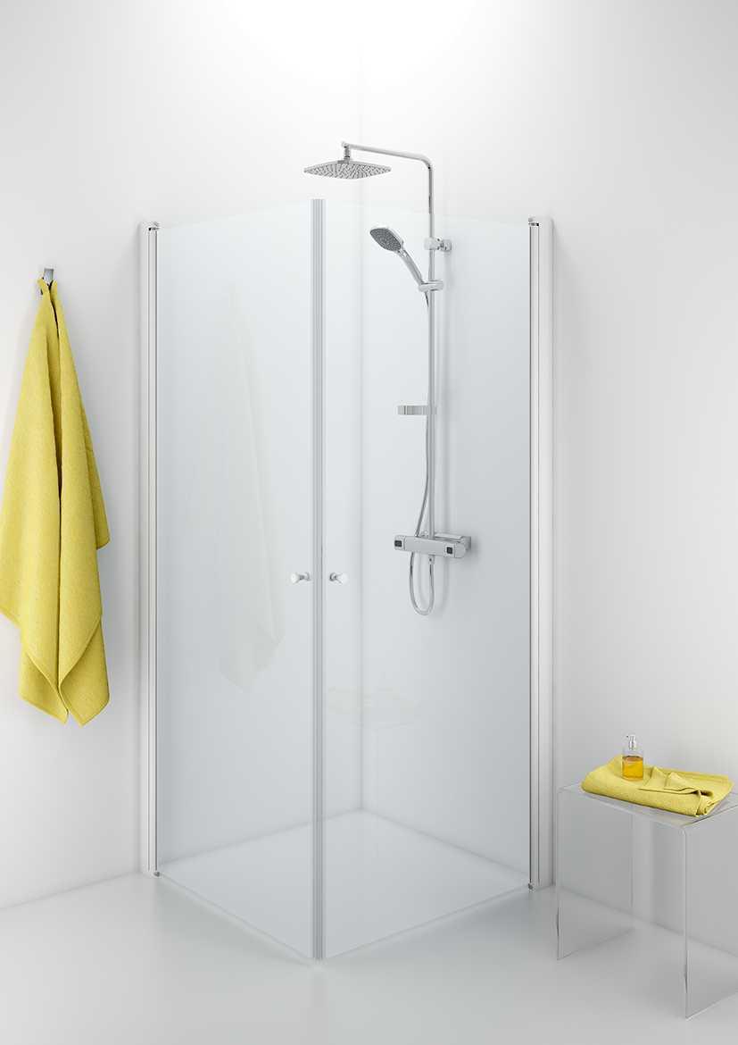 IDO Showerama 10-02 Duschhörna Showerama 10-02 är en duschhörna med två raka dörrar som kan öppnas både inåt och utåt vilket sparar plats i badrummet.