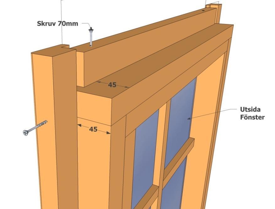 Fönster Montera innerlist på fönster enligt bilden Skär bort sponten