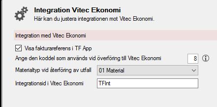 För att integrationen mellan Vitec Ekonomi och Teknisk Förvaltning ska fungera bra är det viktigt att fakturor som innehåller bland annat