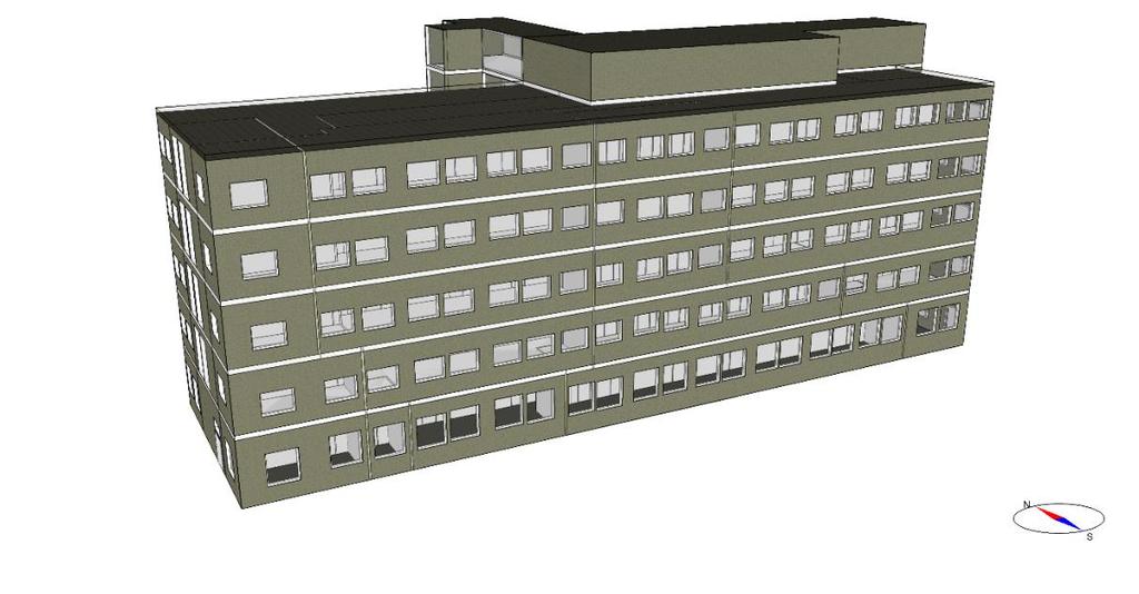 33 Kontor Kontorsbyggnaden är i fem plan med en yta om 5 489 m 2 A temp (se Figur 3). Kontoren är i huvudsak kontorslandskap med några enskilda kontorsrum.