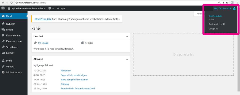 välkommen till er kårsida Välkommen till er kårsida Logga in Gå till www.nsf.scout.se/wp-admin Skriv in kårens användarnamn och lösenord.