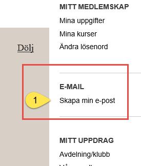 Skapa upp privat FV-mejl 1. Klicka på länken skapa upp FV-mejl Ett meddelande visas att FV-mejlen skapas Om du tillåter pop-up fönster/rutor så kommer du automatiskt in i mejlen.