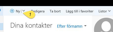 Fler funktioner SKAPA EGEN KONTAKTLISTA Klicka på 1. Ny, en ny vy öppnas 2.