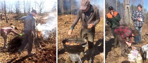 Medlemmar ur föreningen Likstammens vänner rensar nu bort och bränner riset.