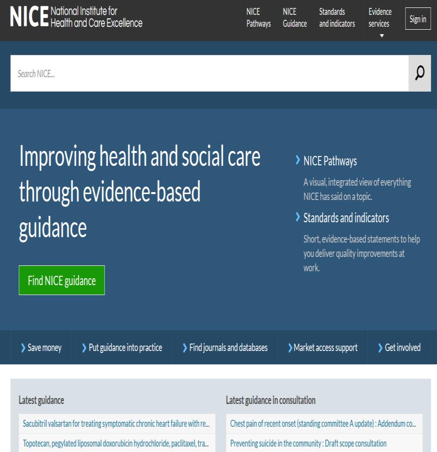 NICE NICE producerar evidensbaserade rekommendationer för personal inom hälso- och