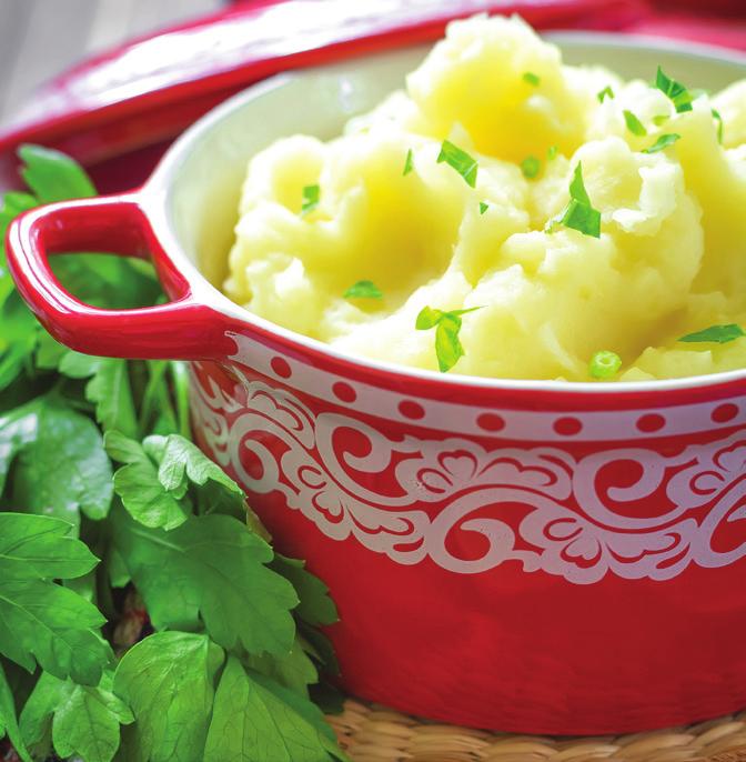 Potatisrätter Bakad potatis med mjuk fyllning Kokt potatis Potatisbullar Potatisgratäng, se recept sidan 20 Potatismos, kan smaksättas med t.ex.