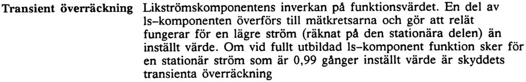 (Stor ström kort tid, liten ström lång tid.) Transient överräckning Likströmskomponentens inverkan på funktionsvärdet.