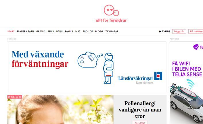 Vad? Displayannonsering i Familjepaketet, som är Life of Sveas räckviddspaket, där vi förutom våra egenägda sajter även går utanför vårt nätverk mot andra familj- och gravidrelaterade sajter.