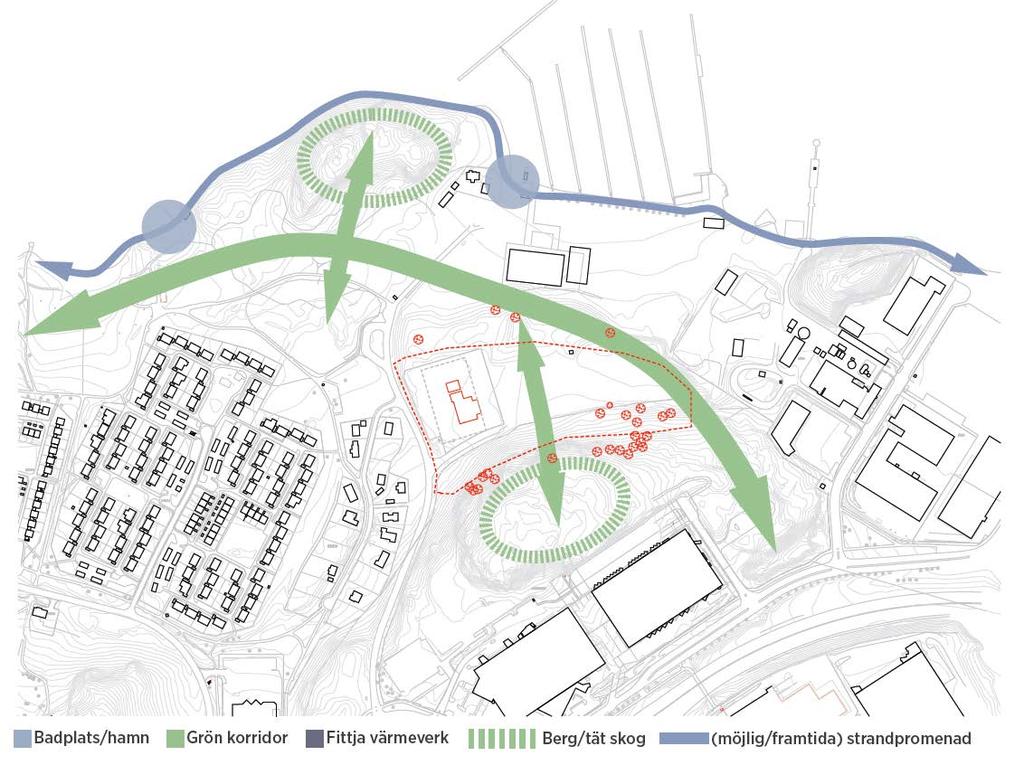 BOTKYRKA KOMMUN Samhällsbyggnadsförvaltningen Planenheten PLANBESKRIVNING 2018-04-24 46 [66] sbf/2017:247 Friytor Lek och rekreation En stadsdelspark planeras i området och anslutas till ett bevarad