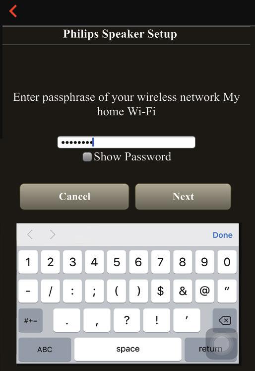 Svenska 9 Ange lösenordet för ditt Wi-Fi-nätverk, tryck på Klar för att avsluta och