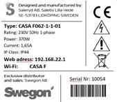 Grundinställningar vid leverans CASA Fxxx-0-0-xx Takfläktar med manuell inställning av fläktvarvtal: Varvtal: 70% (0-100) CASA Fxxx-1-1-xx Takfläktar med inbyggd styrutrustning: Minflöde: 50% (0-100)