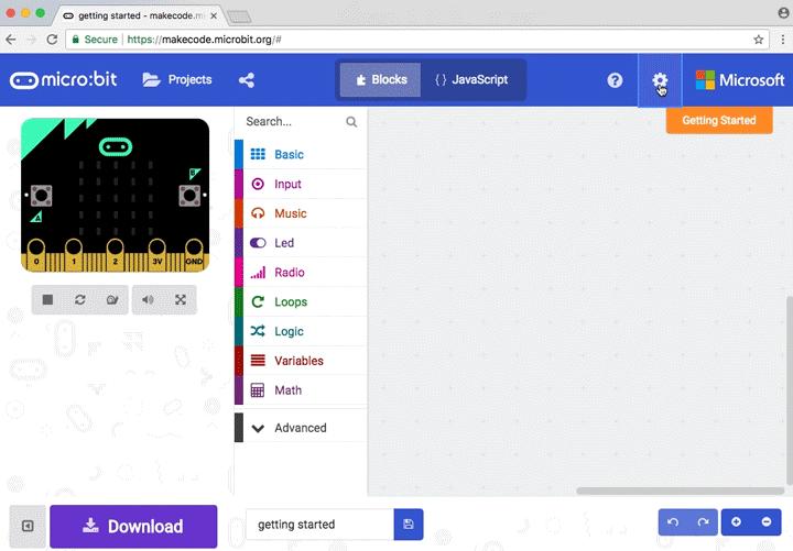 Lektionsdel 2: Starta med micro:bit Instruktioner Arbeta i par. Arbeta enligt instruktionerna på webbplatsen www.microbit.org. Gå till www.microbit.org Klicka på Let s code (överst på sidan).