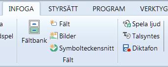 Enter på tangentbordet tar dig till nästa bild och öppnar textrutan. Tips! Genom att dubbelklicka i ett fält får du fram egenskaper för fältet.