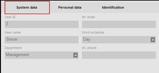 På skärmbildens nedre del matar du in följande data för den nya användaren: 1. Användarnamn ange namnet på användaren här. Namnet visas när användaren stämplar in/ut med stämpelklockan.