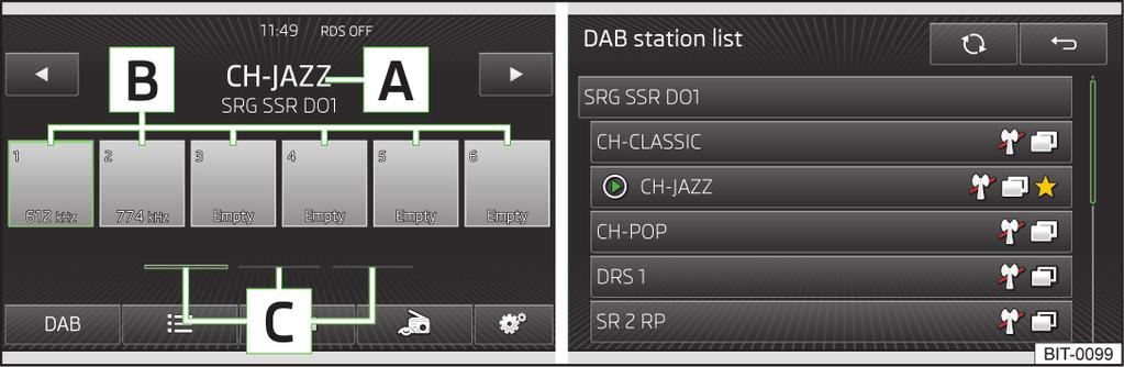 DAB (Digital Audio Broadcasting) DAB är digitala sändningar av radioprogram enligt sändningsstandarderna DAB, DAB+ eller DMB.