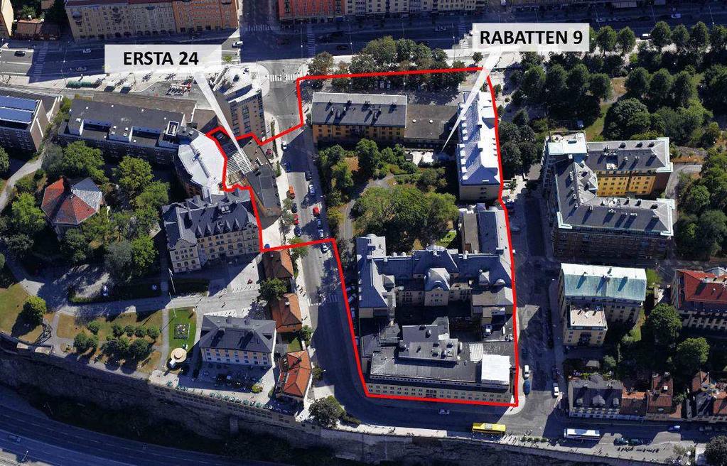 Sida 3 (25) huvudentrén. I direkt anslutning till planområdet i sydväst ligger Stigbergsparken som omfattar Stigbergets sydsida och parkmark mot Folkungagatan.
