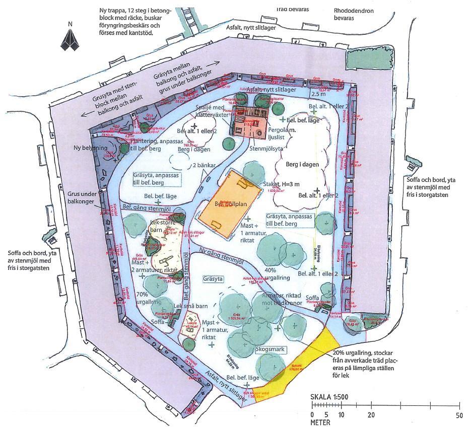 Projektskiss på upprustningen av utemiljön på fastigheten Venus 2 i Säffle. 6.1.