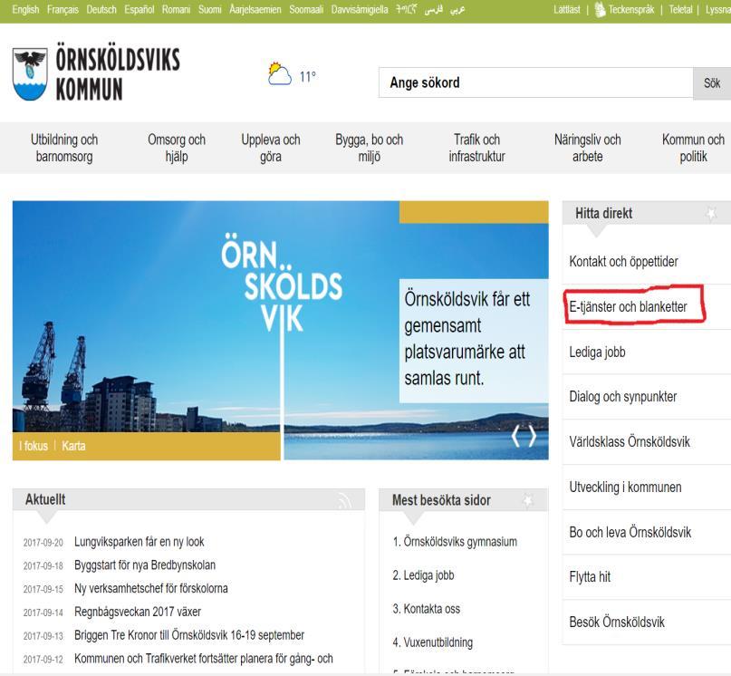 4 Empiri I följande kapitel beskrivs Örnsköldsviks kommuns startsida, Örnsköldsviks kommuns webbsidas tillgänglighetshjälpmedel, etjänsten för bygglov, testpersonernas sammanställning av data, PTS