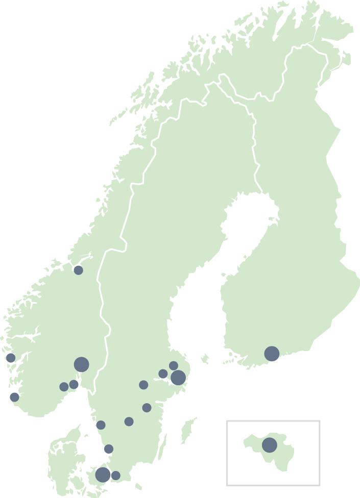 Koncernen Intäkter: 12,1 mdkr Balansomslutning: 11,3 mdkr Byggrätter: