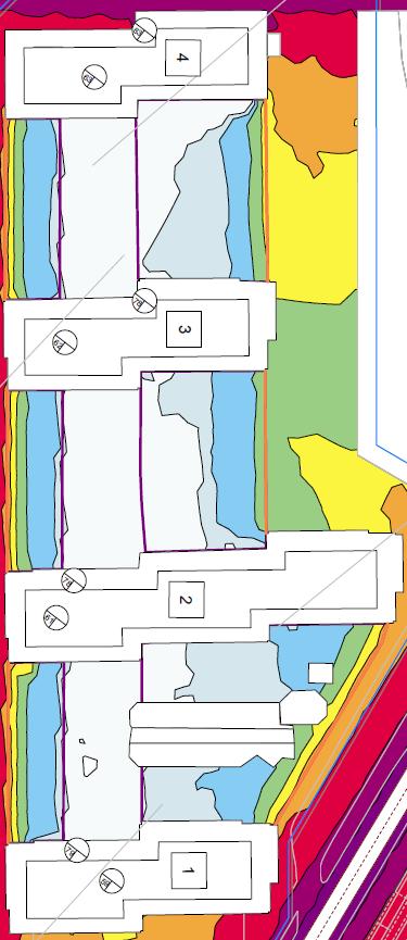 Bäst resultat kan uppnås om bullerskärmar placeras mellan vägen och innegården, i beräkningarna har skärmarna placerats på affärslokalernas tak och dimensionerats till en höjd på