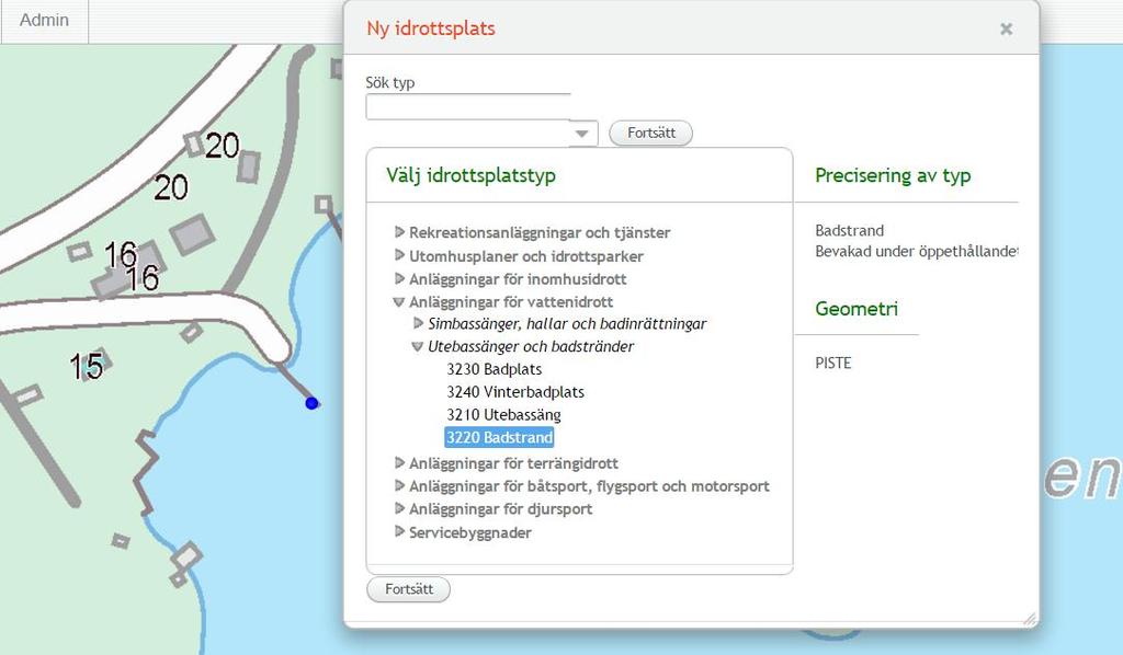 Då du har fyllt i fälten för platsuppgifterna, klicka på Spara (bild 15.) Bild 15. Skapa en punkt, platsuppgifter.