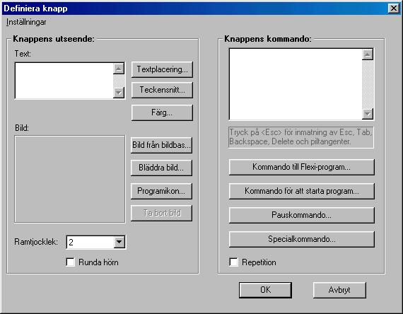Programikon En bild till knappen kan väljas via Programikon. Dialogrutan till höger öppnas då. Här visas alla program som finns i Windows Start-meny.