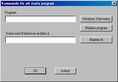 Kommando för att starta program från Flexiboard Via knappen Kommando för att starta program anger man det program som man vill starta från Flexiboard.