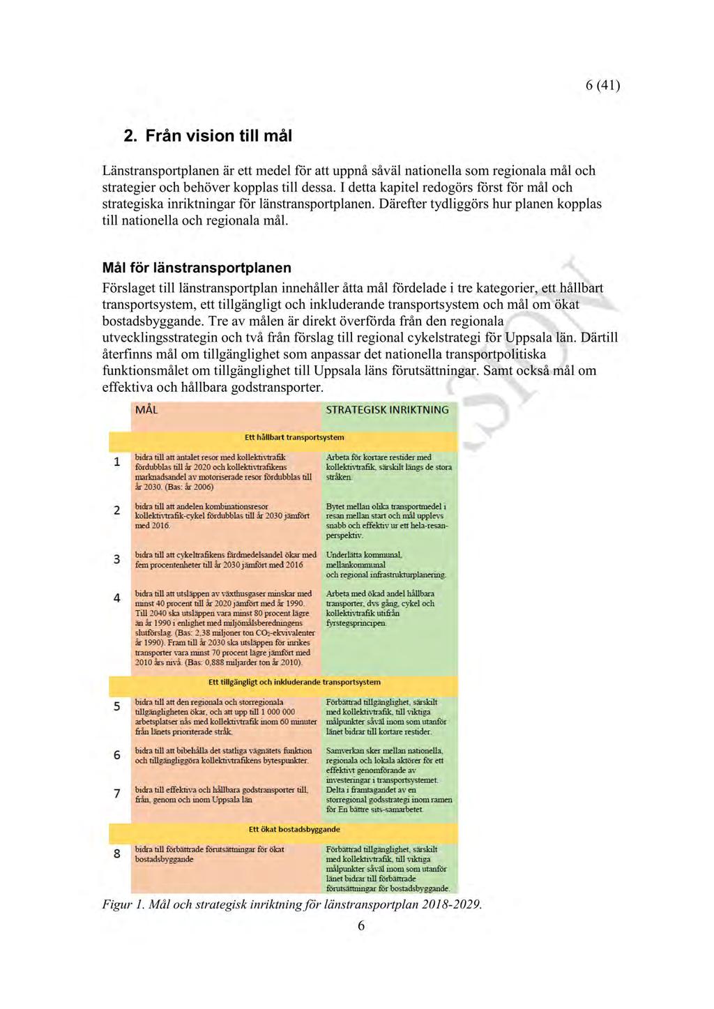 6 (41). Från vision till mål Länstransportplanen är ett medelför att uppnåsåvälnationellasom regionalamål och strategieroch behöverkopplastill dessa.