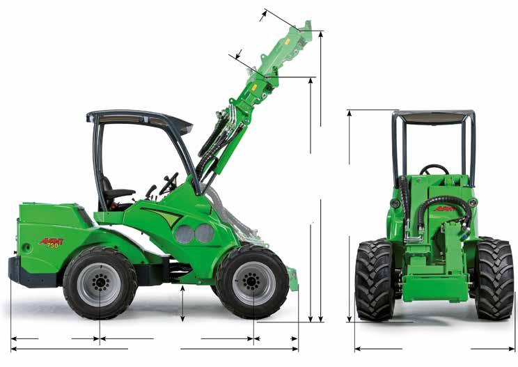 Kompaktlastare Måttabeller A C B D G E H F I Modell 220 225 225 LPG 320S 320S+ 420 423 520 523 525 528 530 A Längd, teleskoputskjut, mm - - - 400 400 600 600 600 600 600 600 600 B Lyfthöjd med