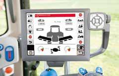 Rotationshastighet även på frontmaskinen (tillval). Arealmätning. All elevatormanövrering. Turboliftsystemets alla funktioner. TurboLift Kontinuerlig justering av marktryck.