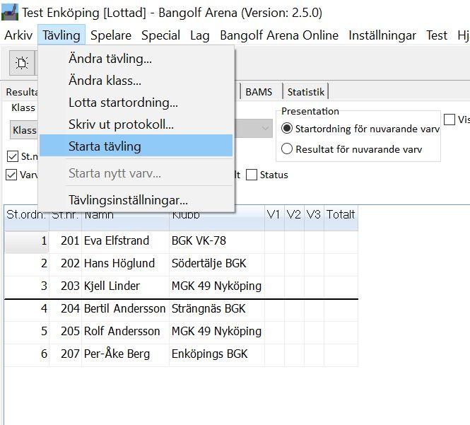 Innan programmet kan ta emot resultat så måste