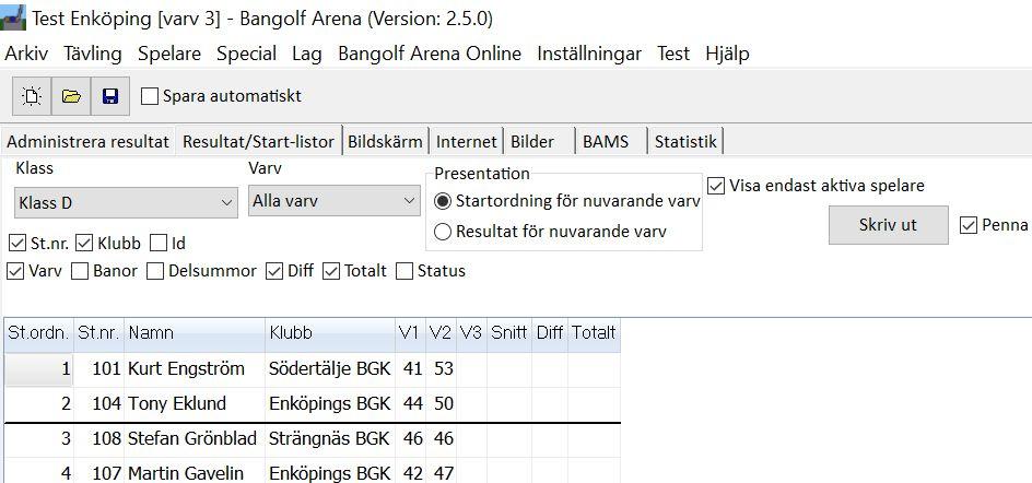 Kanske att du vill skriva ut startlistan?