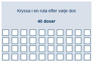 Kryssa i en ruta efter varje dos [Sätt kryss i rutorna för 10, 20 eller 40] 6.