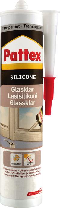 Limmar snabbt upp lister, paneler, hyllor, stuckatur etc. ml. 149:(rek. pris 209:-) Glassilikon Våtrumssilikon Pattex. Specialsilikon för glas och speglar.