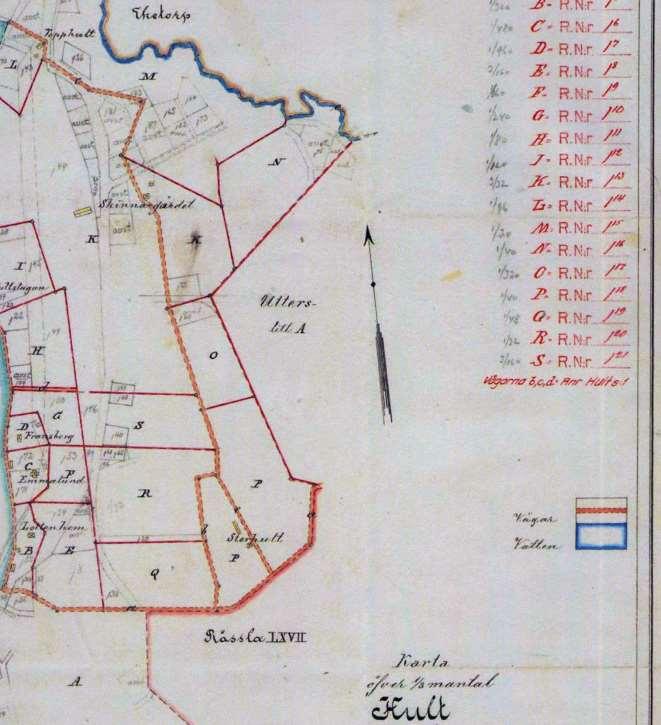 Denna karta från 1907 visar 1/3 mantal Hult.