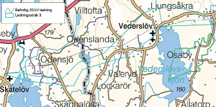 sumpskog. 5.3.4 Ledningsstråk 3 Stråket är ca 14-15 km långt och 0,4 till 1,2 km brett.