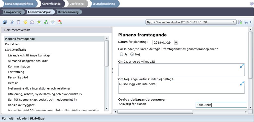 8(4). Genomförandeplan. Skapa genomförandeplan. Klicka på Genomförande.. Klicka på Genomförandeplan.