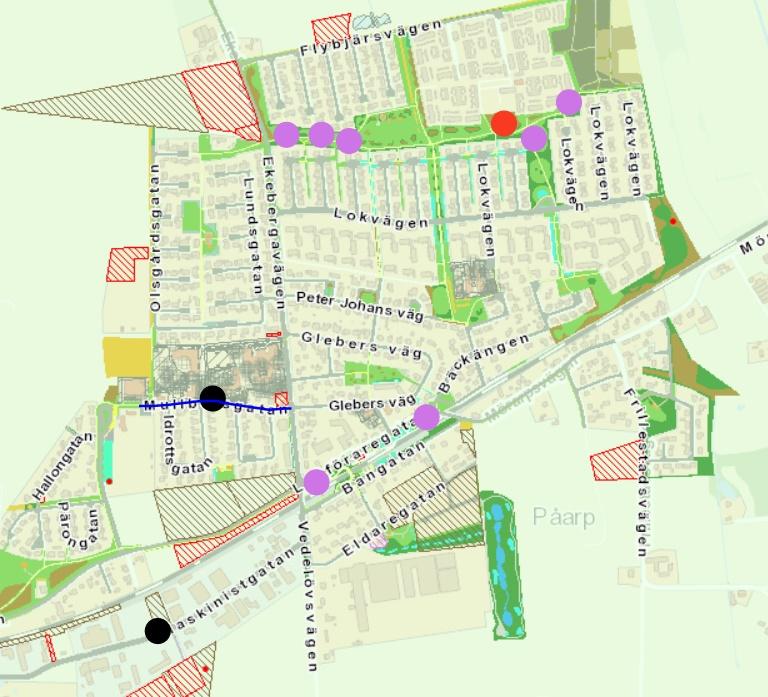 Påarp Anläggning av utegym i Flybjärsparken Lökplanteringar i Flybjärsparken och norra sidan pågatågstationen Maskinistgatan och Mullbärsgatan håller på att asfalteras