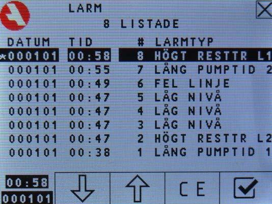 När en linje trycksätts startar pumpen och pumpar så länge trycket är lägre än inställt tryck. Avsluta den manuella driften genom att trycka på.