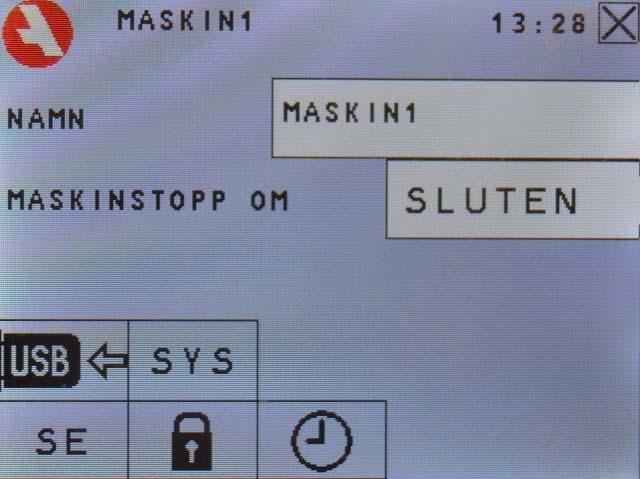 KONFIGURERING Här ändras: Namn Öppen eller sluten extern kontakt då den smorda maskinen är stoppad Anslut USB minne för att lagra statistik Systeminställningar Språk Lösenord Datum och klocka ÄNDRA