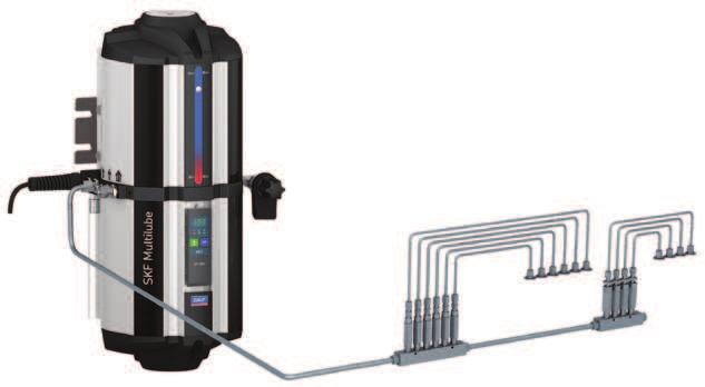 SKF MonoFlex-centralsmörjsystem med en linje samt LG- och B-doserare.