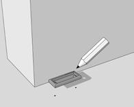 Steg 8: Montering av styrplatta Styrplattan ska följa stålprofilen som sitter under dörrbladet. 1. Placera styrplattan (H) mitt mellan de två markeringar som gjordes i steg 7. 2.