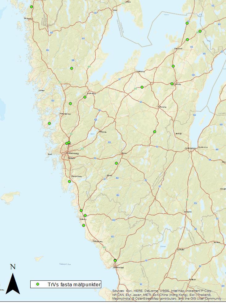 Trafikverkets fasta mätpunkter För att kunna följa hastighetsutvecklingen på det statliga vägnätet använder sig Trafikverket av ett hastighetsindex som baserar sig på mätdata från 83 fasta punkter