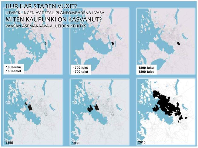V aasa n ka u pun ki: Tulev ais uuden sa aris to / Vasa s tad: F ramtiden s s kä rgå rd 10 Mellan igenvuxna öar finns våtmarks- och myrsvackor.
