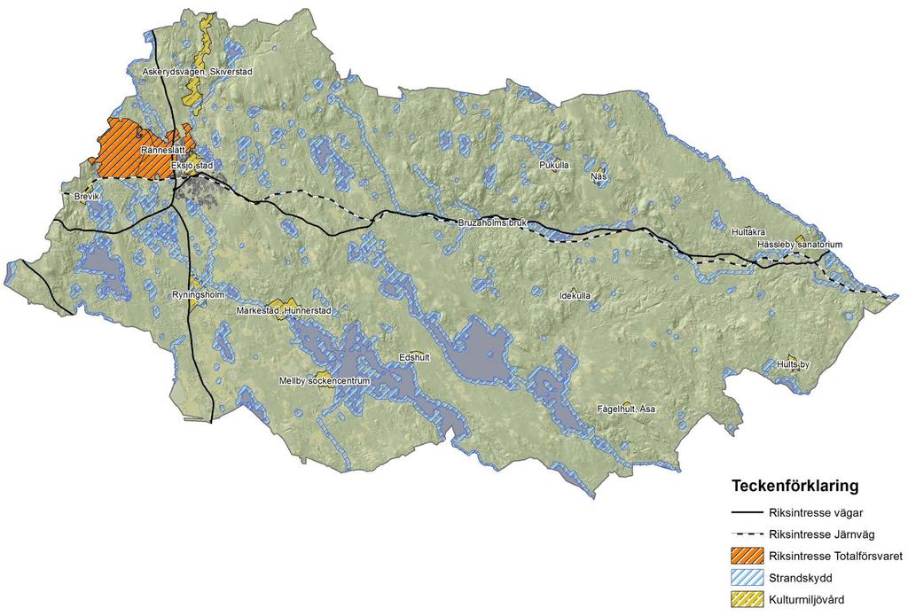 Figur 12: Visar riksintresse för kmmunikatin, ttalförsvaret,