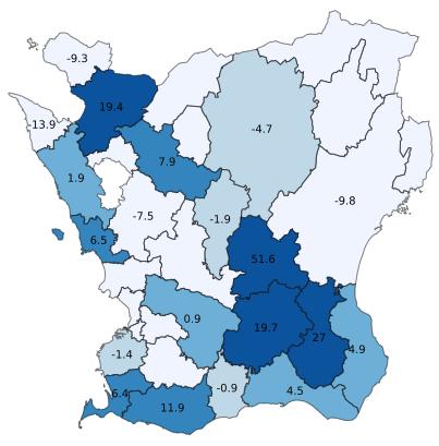 Gästnätter i Skåne, jan-okt 2017 5 332 324 gästnätter (+1,1 %, +60 030 st) (Utveckling %