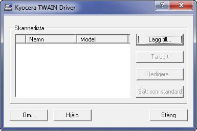 Förberedelser för användning Inställning av TWAIN drivrutin Lägg till maskinen till TWAIN drivrutinen.