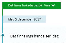 Framtida kontakter i tidslinjen Om patienten har framtida planerade kontakter (bokningar) visas detta längst upp i tidslinjen ovanför markören för dagens datum.